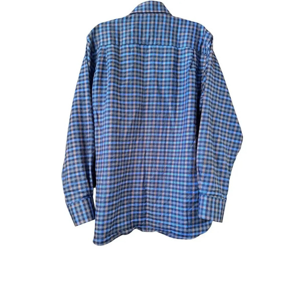 Bullock & Jones Button down L small plaid velvet accent 100% Cotton - Picture 2 of 10